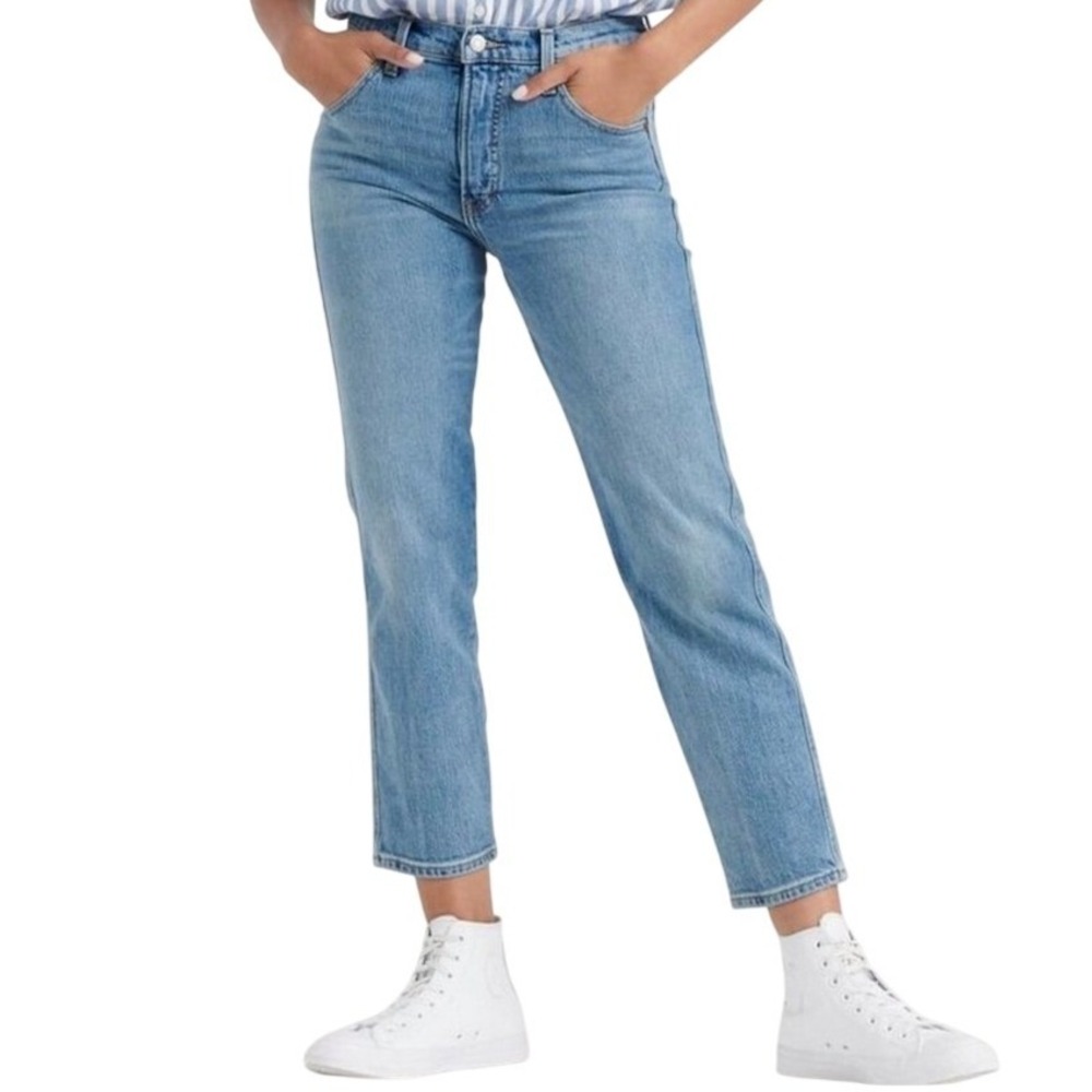 Lucky Brand Authentic Straight Crop Jeans Medium Wash High Rise Denim SIZE 8